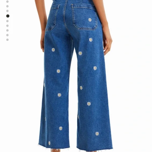 Desigual Daisey embroidered cropped culotte jeans sz 0